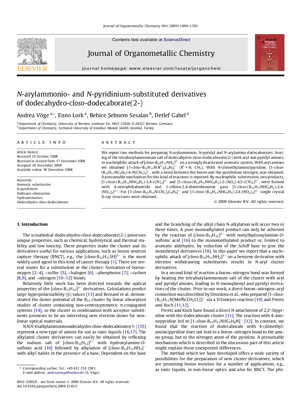 N-arylammonio- and N-pyridinium-substituted derivatives of dodecahydro-closo-dodecaborate(2-)