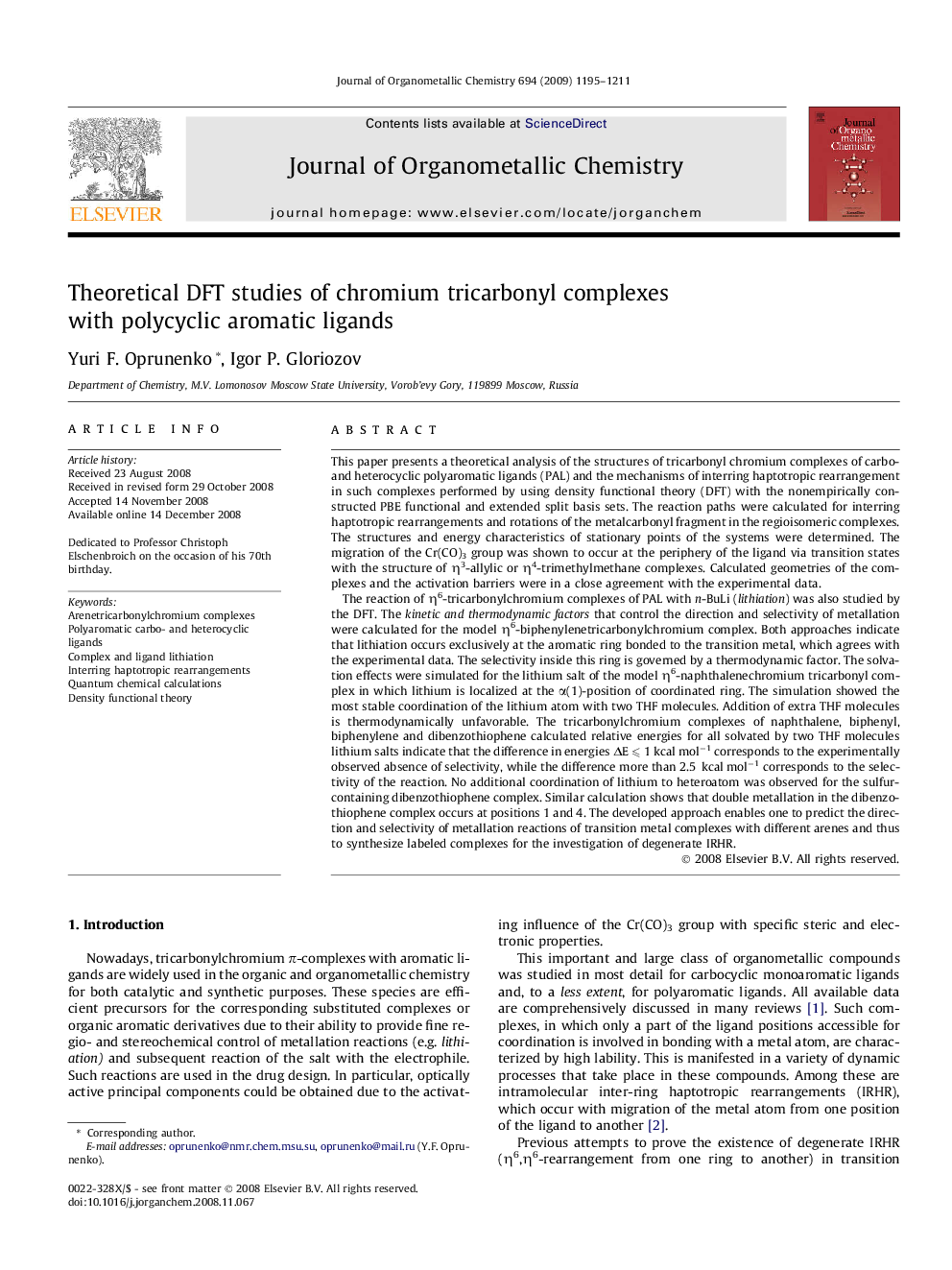 Theoretical DFT studies of chromium tricarbonyl complexes with polycyclic aromatic ligands