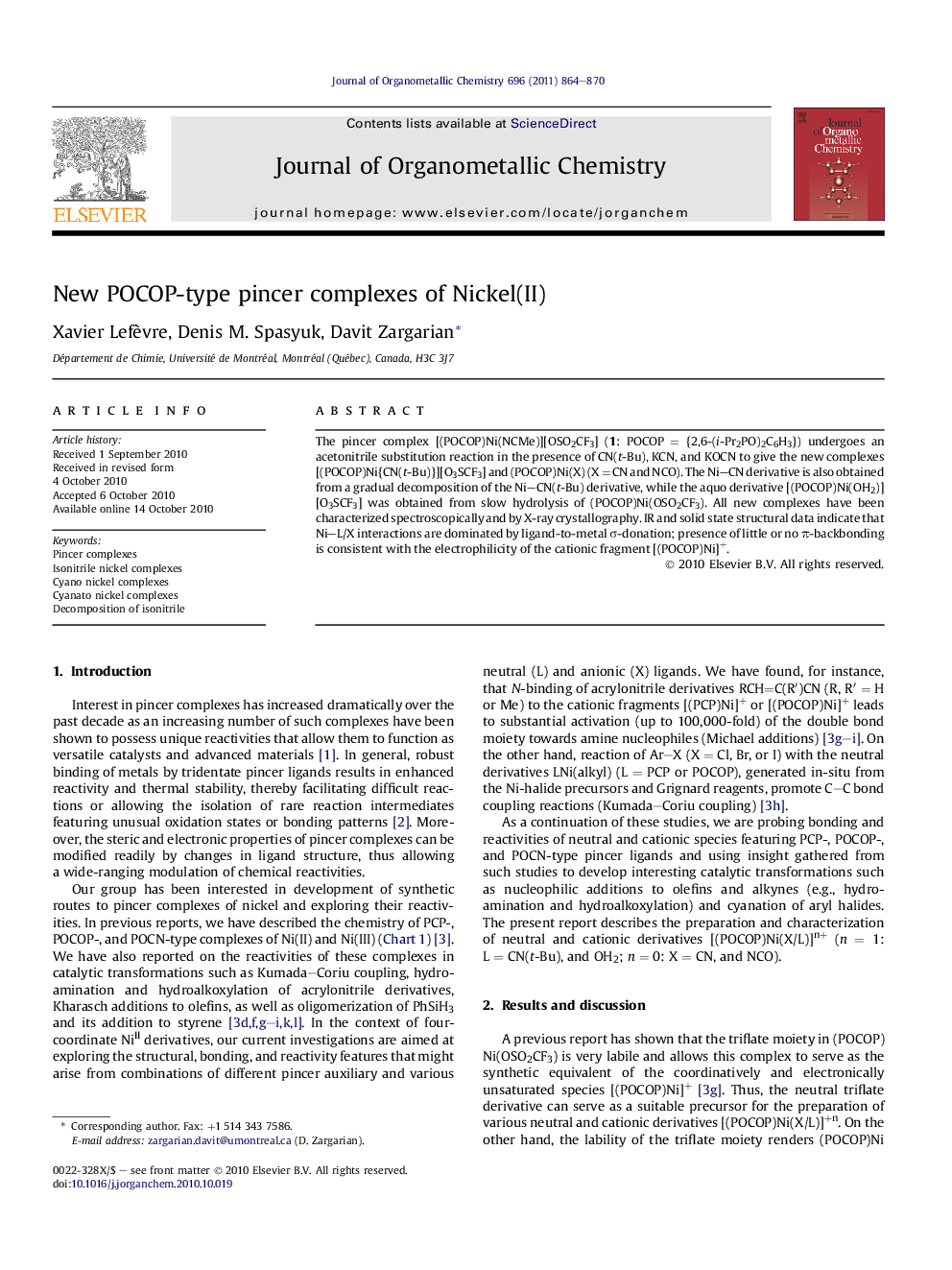 New POCOP-type pincer complexes of Nickel(II)