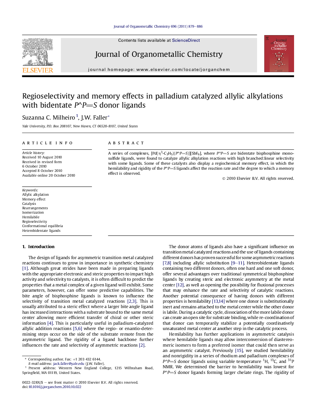 Regioselectivity and memory effects in palladium catalyzed allylic alkylations with bidentate P^PS donor ligands