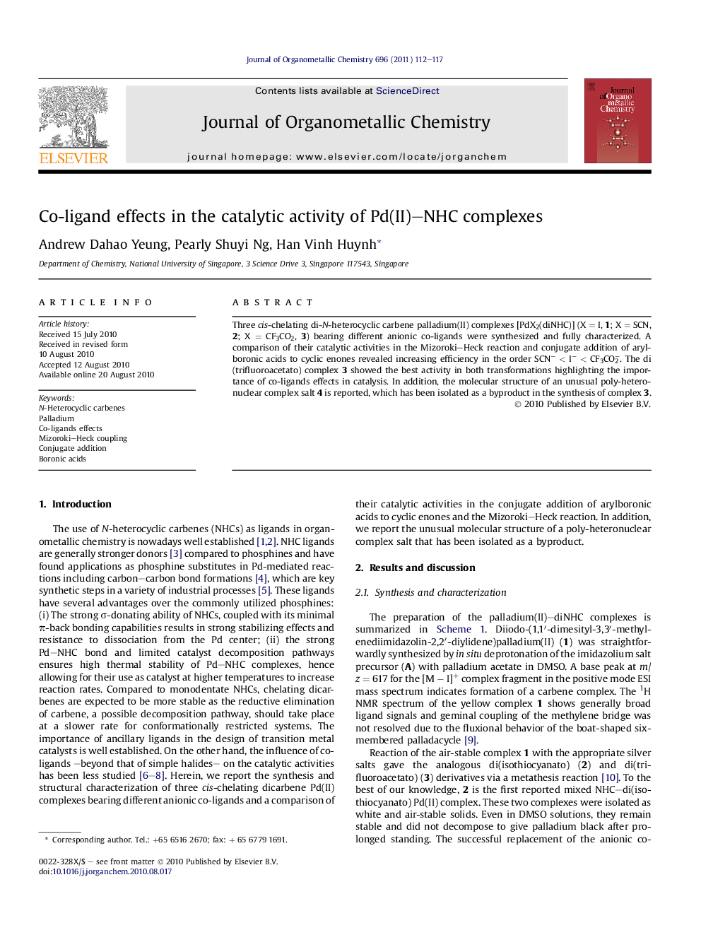 Co-ligand effects in the catalytic activity of Pd(II)–NHC complexes