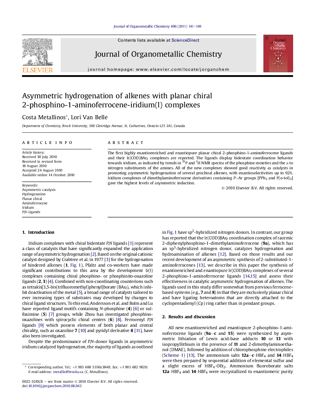 Asymmetric hydrogenation of alkenes with planar chiral 2-phosphino-1-aminoferrocene-iridium(I) complexes