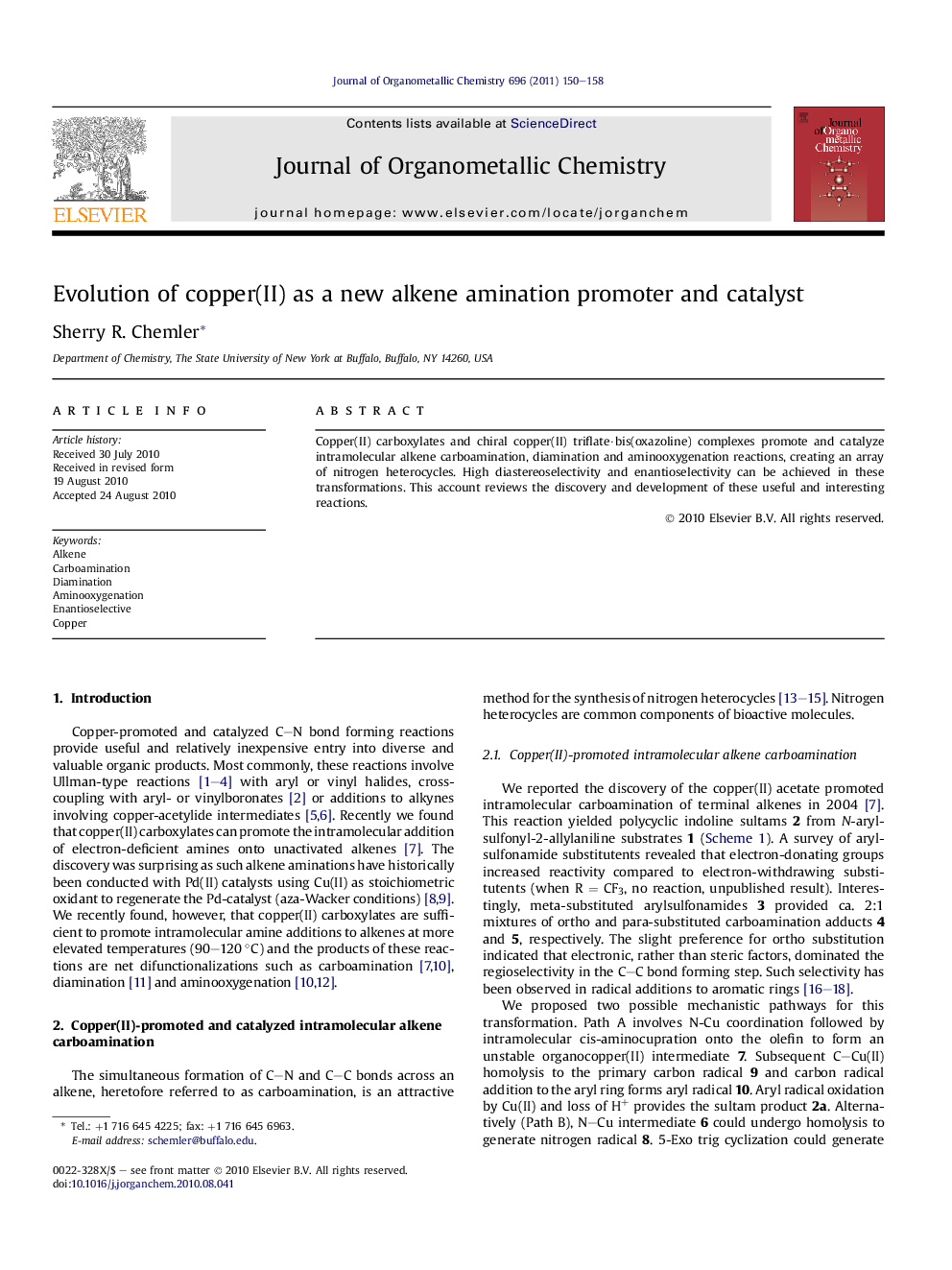 Evolution of copper(II) as a new alkene amination promoter and catalyst