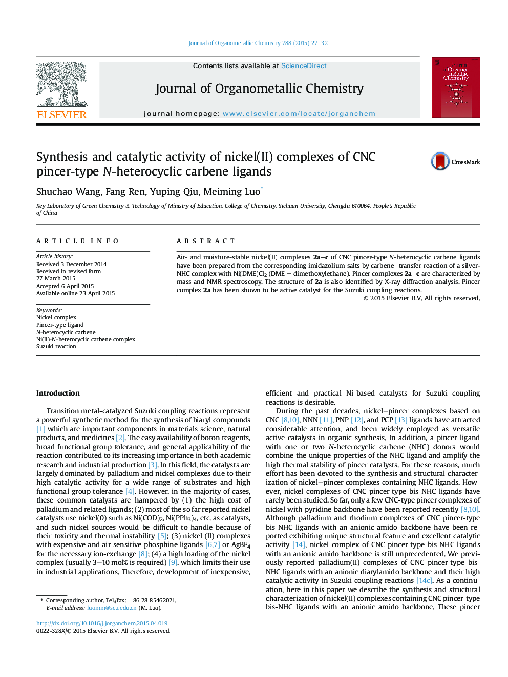 Synthesis and catalytic activity of nickel(II) complexes of CNC pincer-type N-heterocyclic carbene ligands