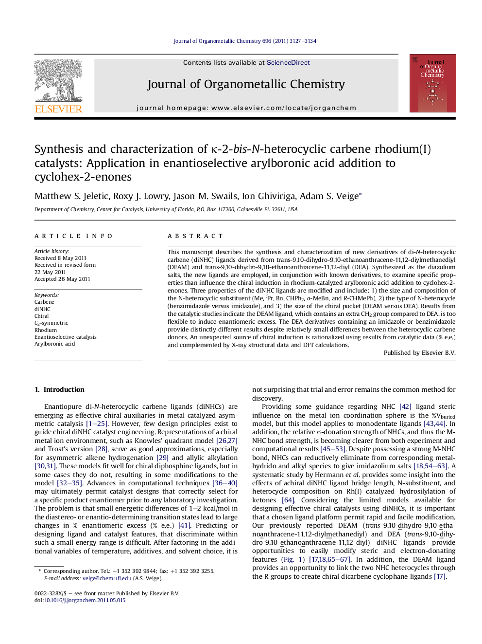 Synthesis and characterization of κ-2-bis-N-heterocyclic carbene rhodium(I) catalysts: Application in enantioselective arylboronic acid addition to cyclohex-2-enones