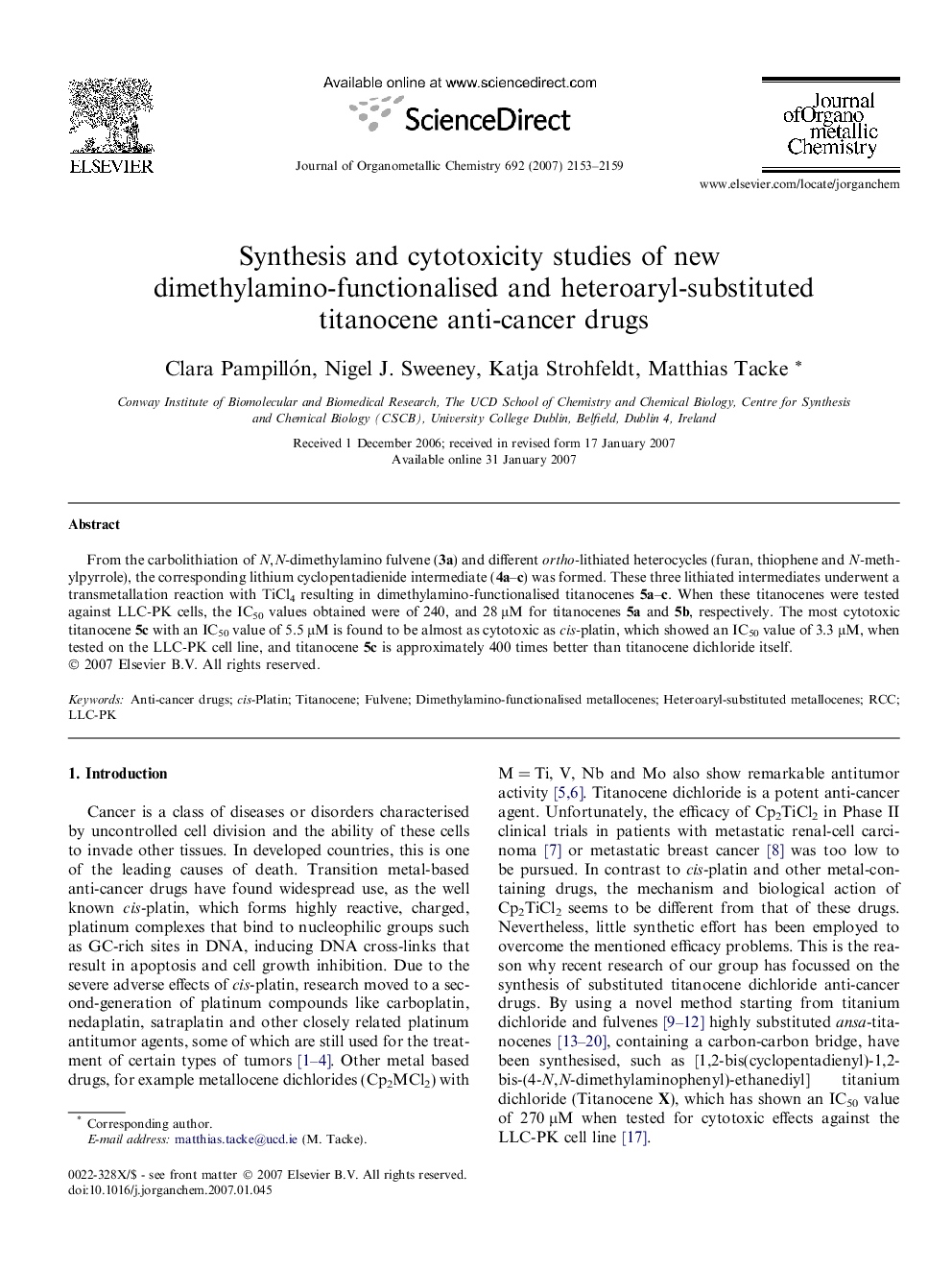 Synthesis and cytotoxicity studies of new dimethylamino-functionalised and heteroaryl-substituted titanocene anti-cancer drugs