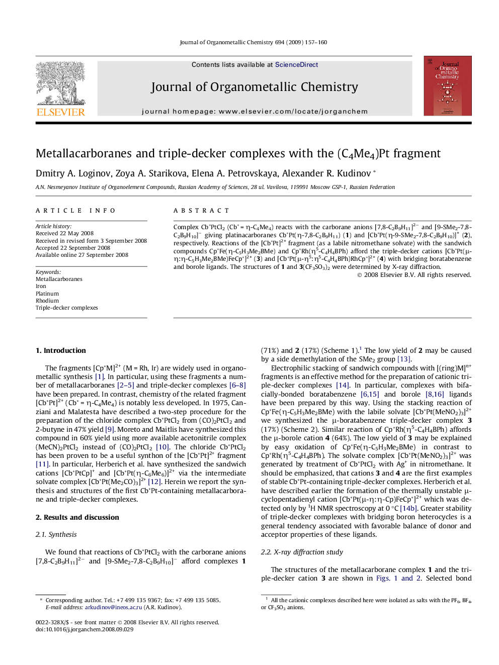 Metallacarboranes and triple-decker complexes with the (C4Me4)Pt fragment