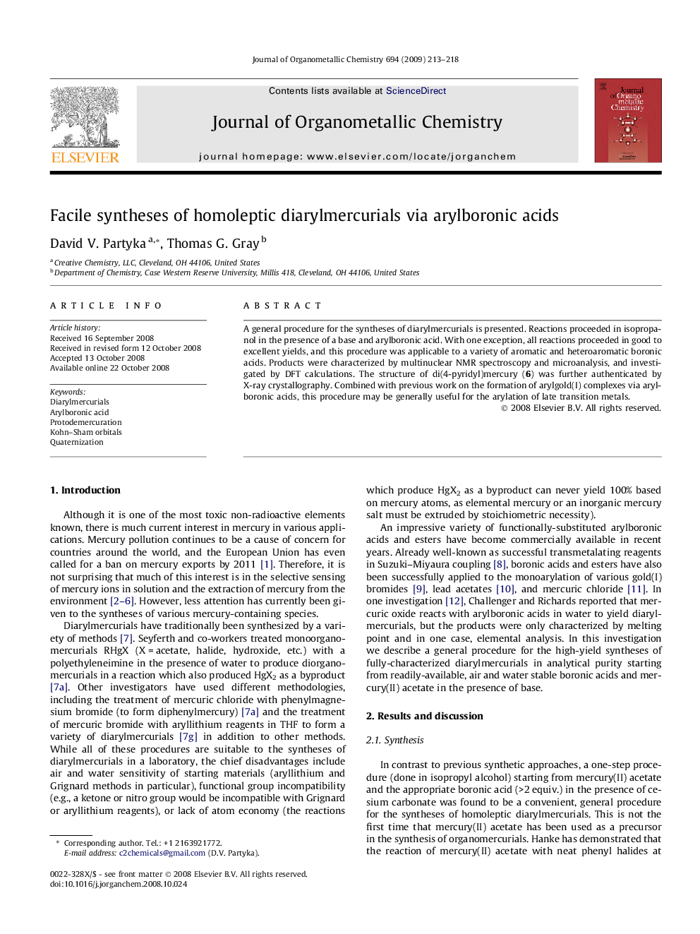 Facile syntheses of homoleptic diarylmercurials via arylboronic acids