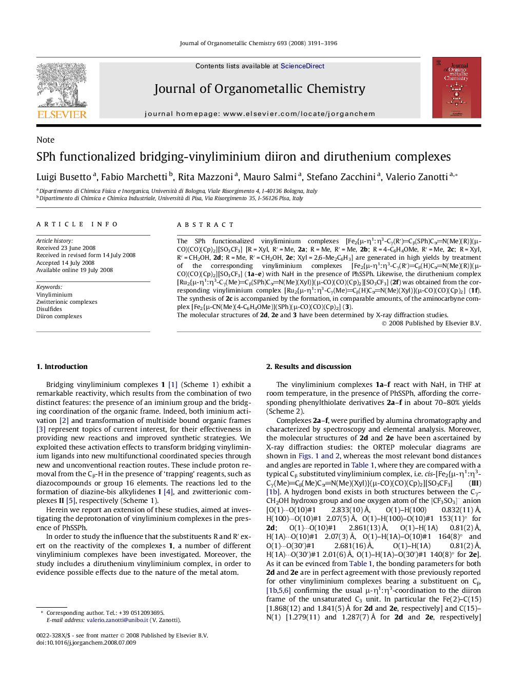 SPh functionalized bridging-vinyliminium diiron and diruthenium complexes