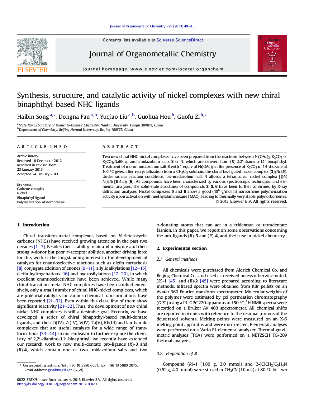 Synthesis, structure, and catalytic activity of nickel complexes with new chiral binaphthyl-based NHC-ligands