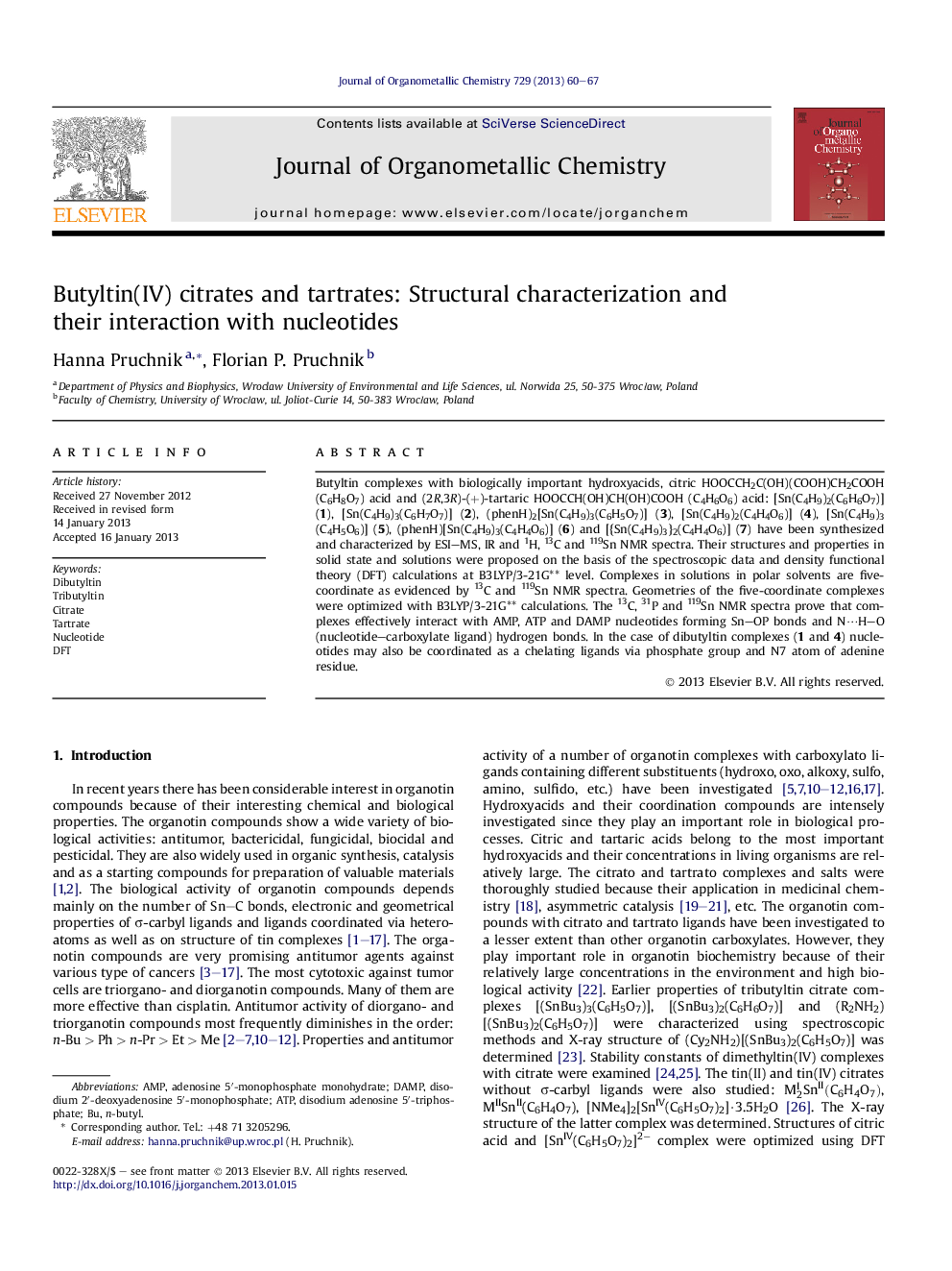 Butyltin(IV) citrates and tartrates: Structural characterization and their interaction with nucleotides