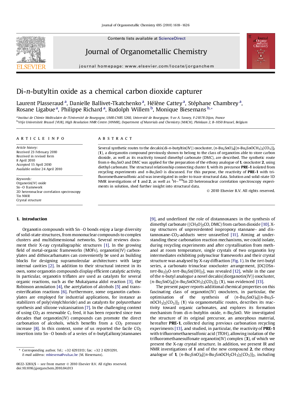 Di-n-butyltin oxide as a chemical carbon dioxide capturer