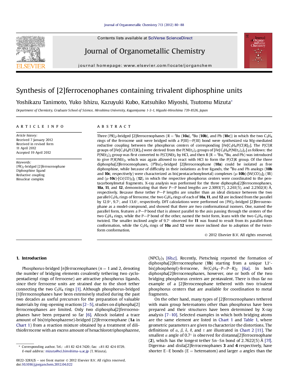 Synthesis of [2]ferrocenophanes containing trivalent diphosphine units