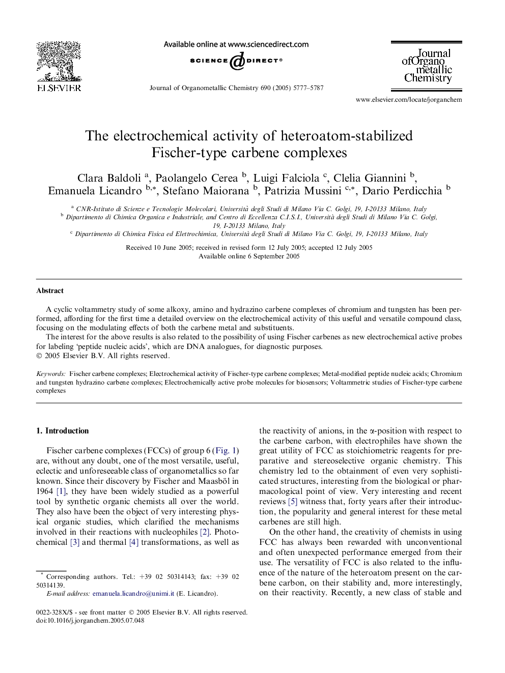 The electrochemical activity of heteroatom-stabilized Fischer-type carbene complexes