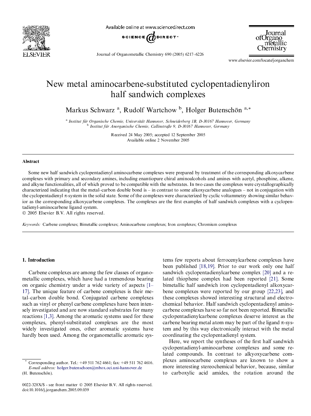 New metal aminocarbene-substituted cyclopentadienyliron half sandwich complexes