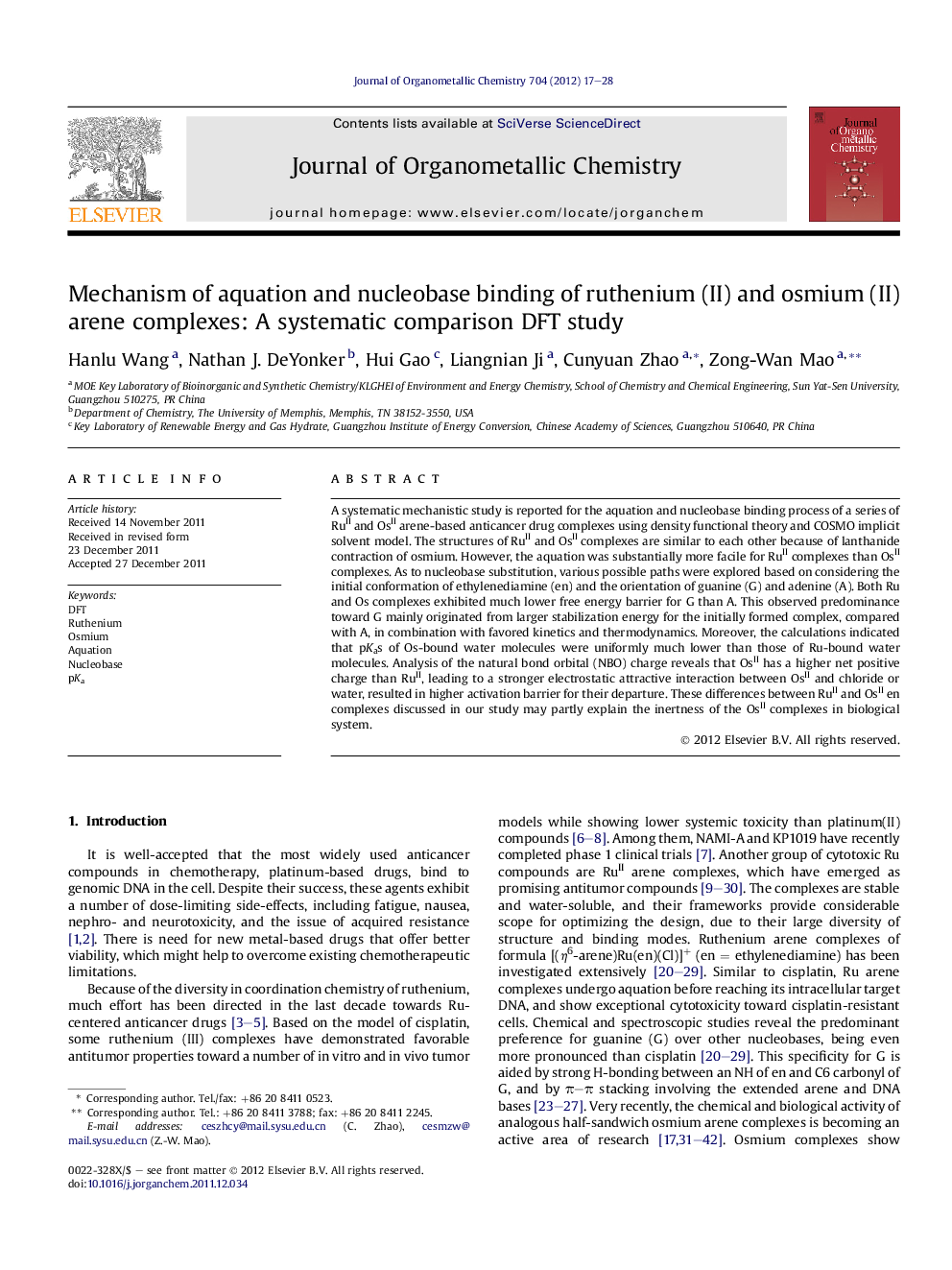 Mechanism of aquation and nucleobase binding of ruthenium (II) and osmium (II) arene complexes: A systematic comparison DFT study