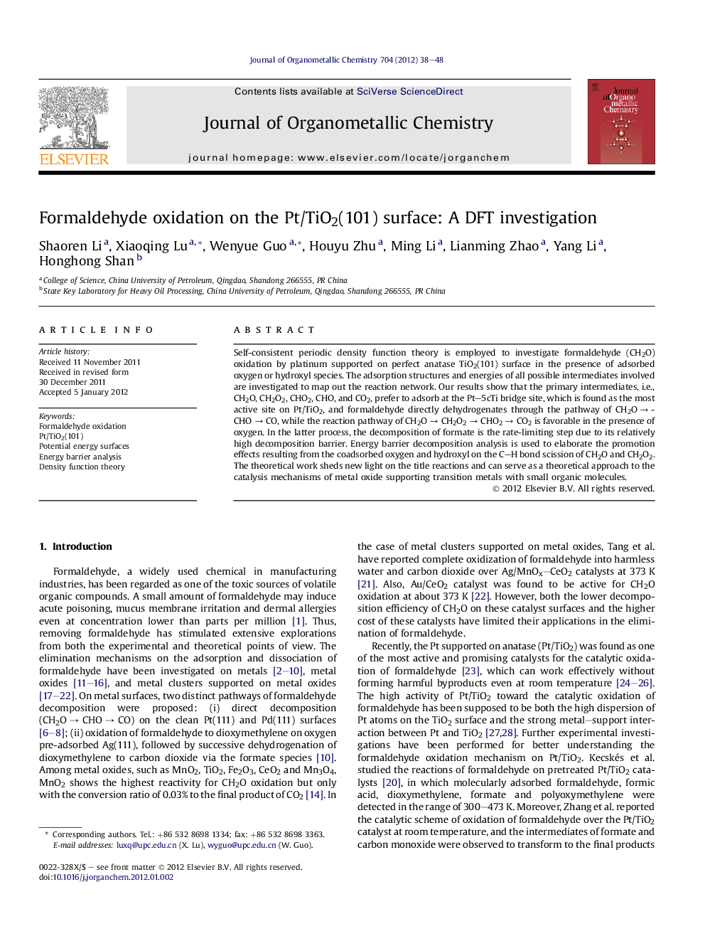 Formaldehyde oxidation on the Pt/TiO2(101) surface: A DFT investigation