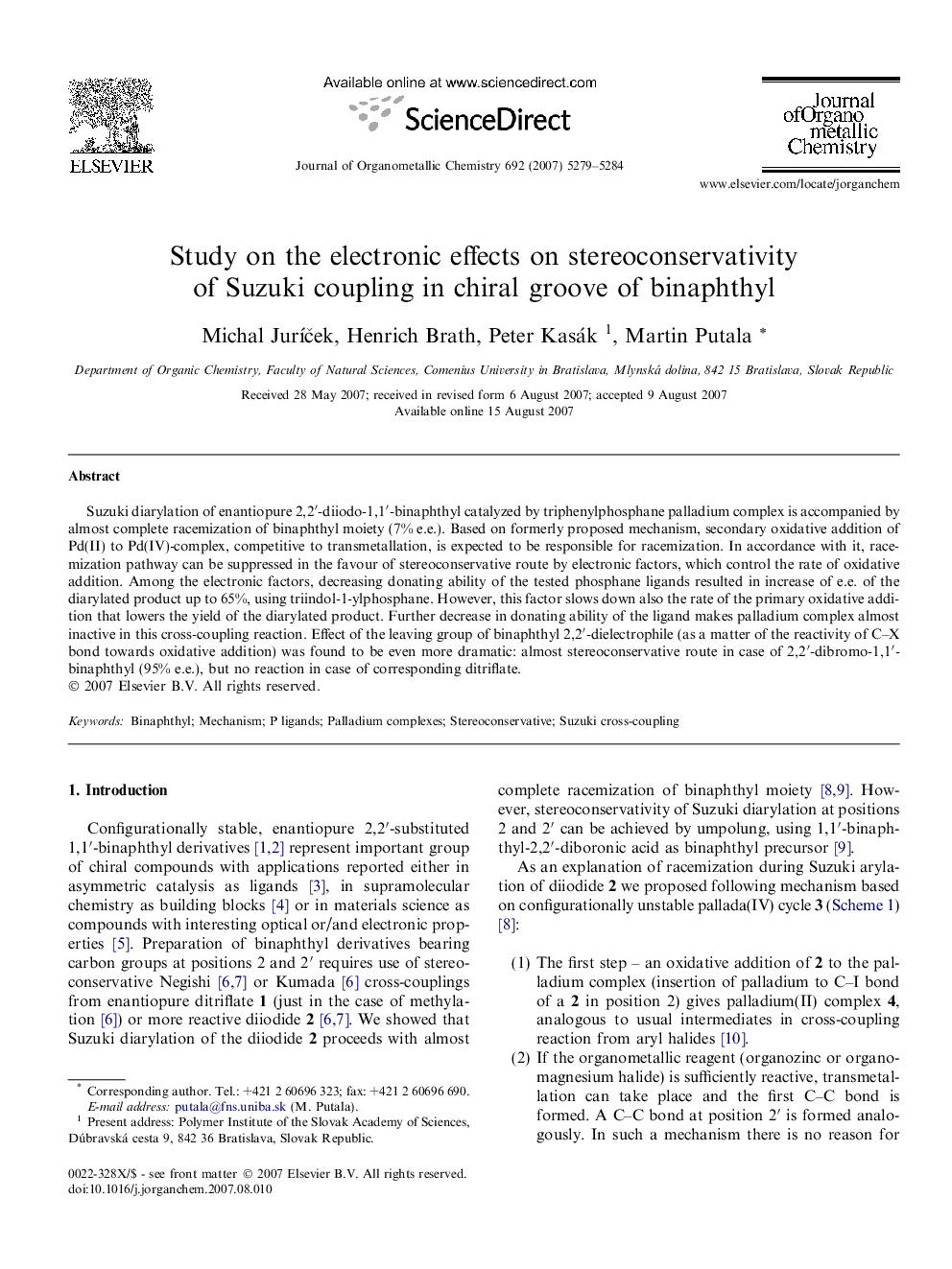 Study on the electronic effects on stereoconservativity of Suzuki coupling in chiral groove of binaphthyl