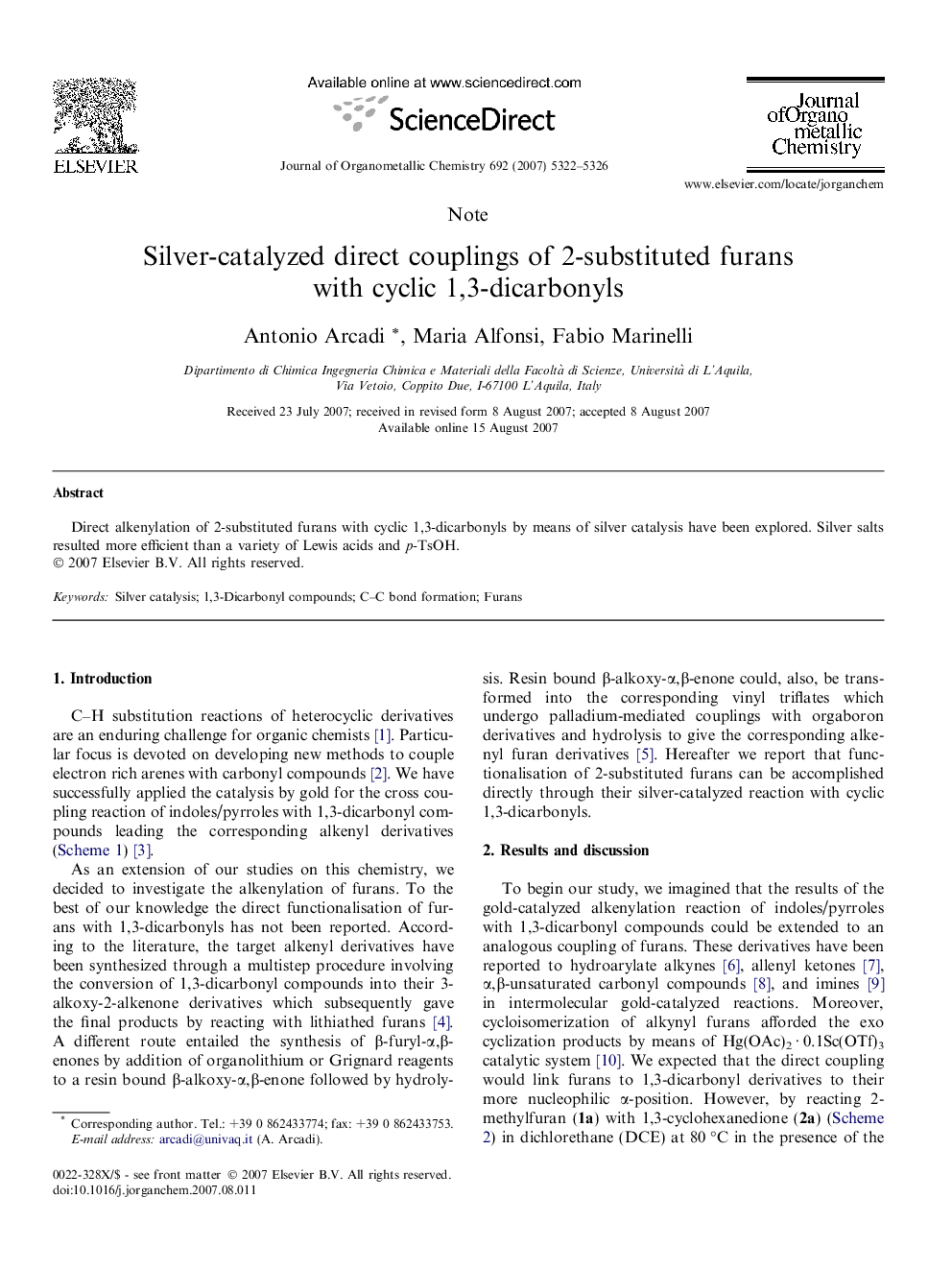 Silver-catalyzed direct couplings of 2-substituted furans with cyclic 1,3-dicarbonyls