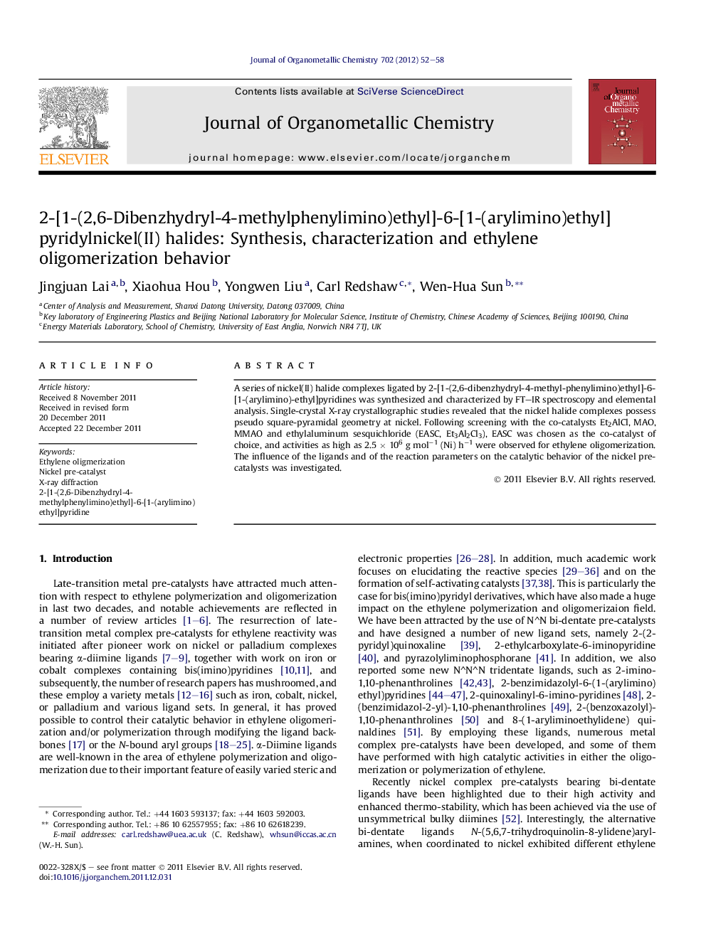 2-[1-(2,6-Dibenzhydryl-4-methylphenylimino)ethyl]-6-[1-(arylimino)ethyl]pyridylnickel(II) halides: Synthesis, characterization and ethylene oligomerization behavior