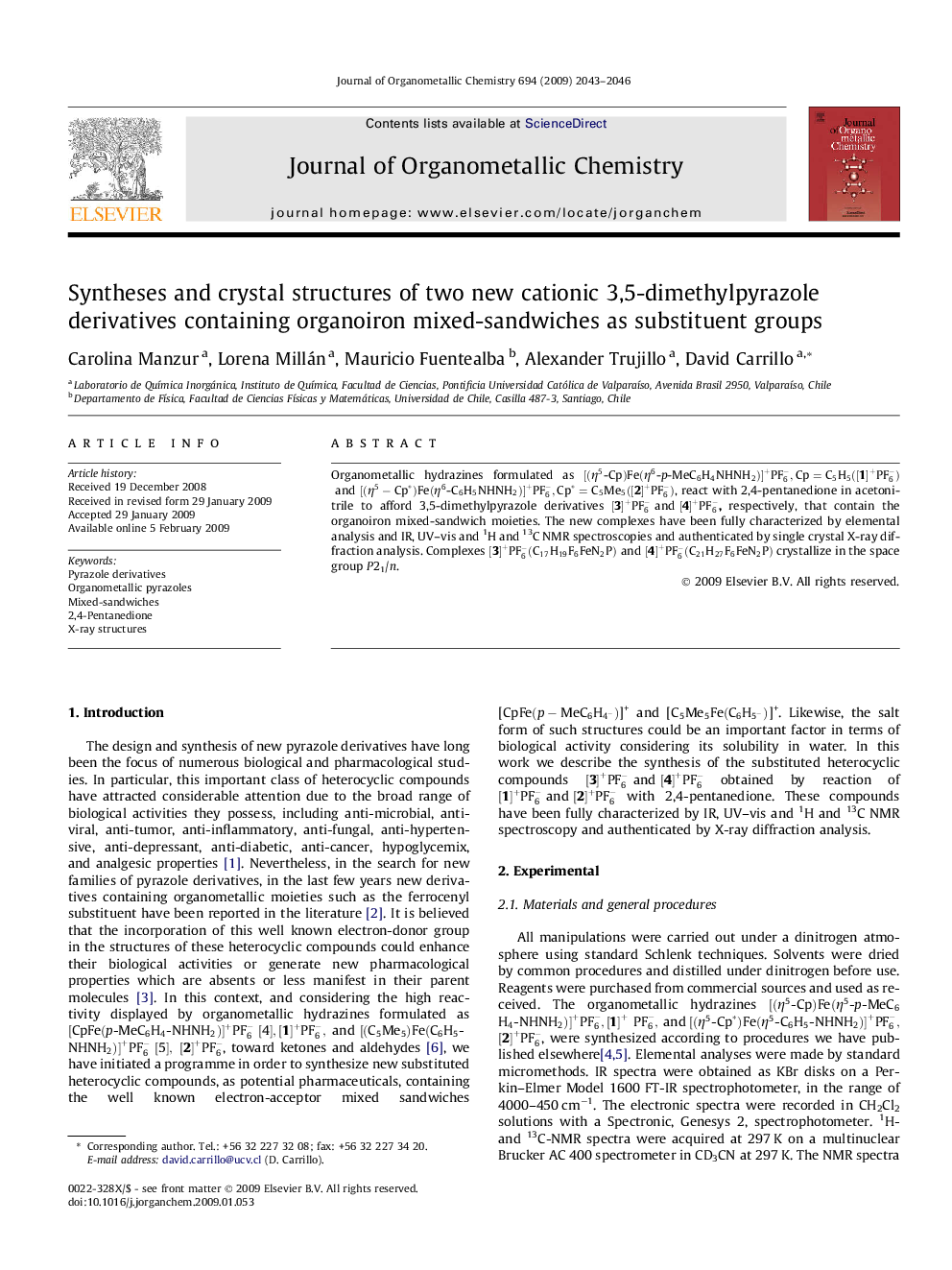 Syntheses and crystal structures of two new cationic 3,5-dimethylpyrazole derivatives containing organoiron mixed-sandwiches as substituent groups