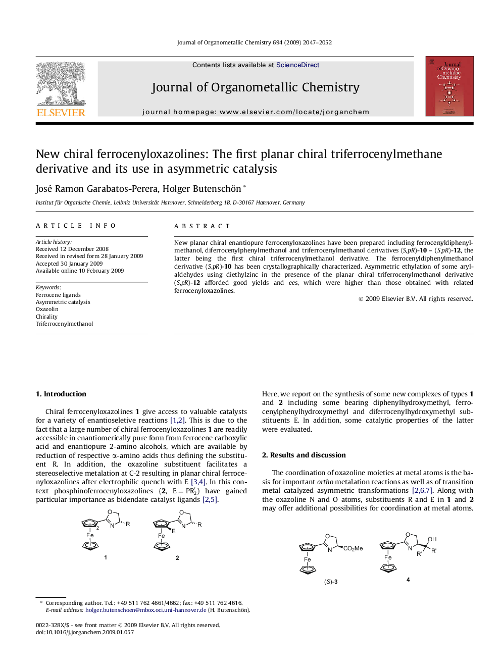 New chiral ferrocenyloxazolines: The first planar chiral triferrocenylmethane derivative and its use in asymmetric catalysis