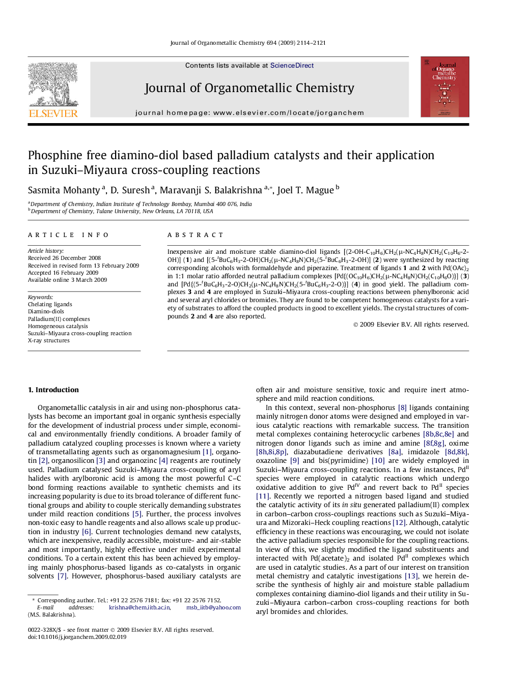 Phosphine free diamino-diol based palladium catalysts and their application in Suzuki–Miyaura cross-coupling reactions