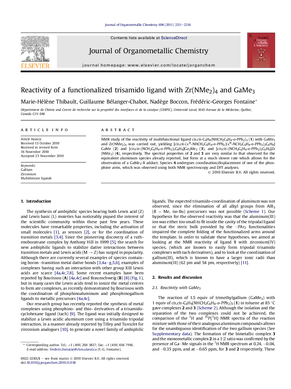 Reactivity of a functionalized trisamido ligand with Zr(NMe2)4 and GaMe3