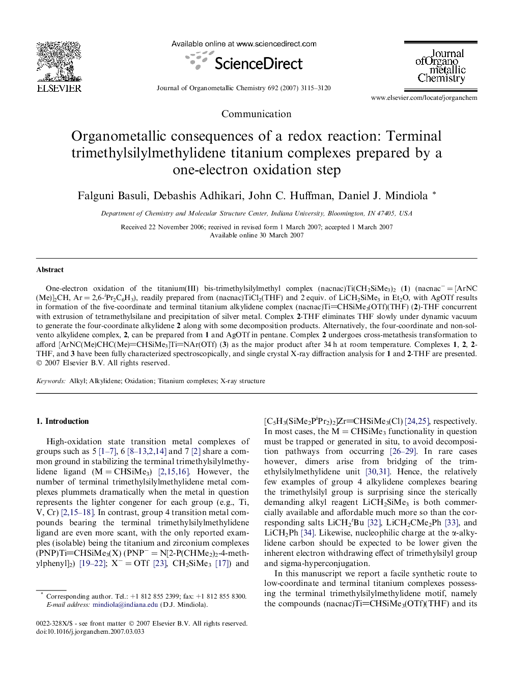 Organometallic consequences of a redox reaction: Terminal trimethylsilylmethylidene titanium complexes prepared by a one-electron oxidation step