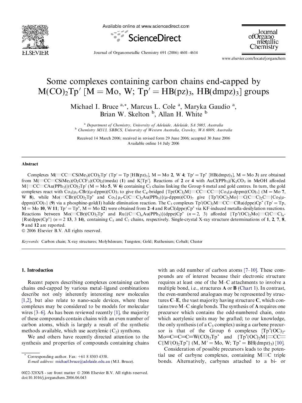 Some complexes containing carbon chains end-capped by M(CO)2Tp′ [M = Mo, W; Tp′ = HB(pz)3, HB(dmpz)3] groups