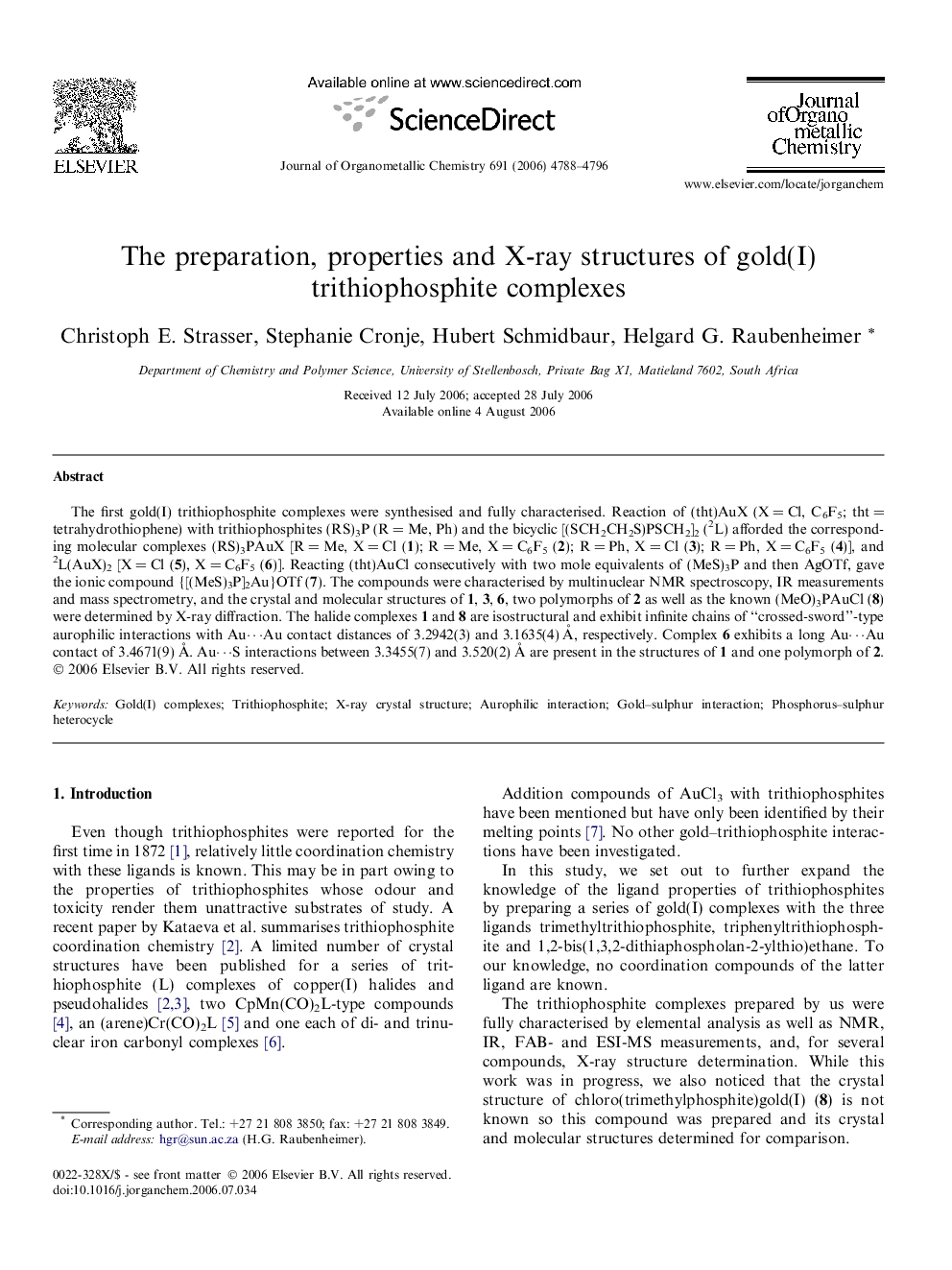 The preparation, properties and X-ray structures of gold(I) trithiophosphite complexes