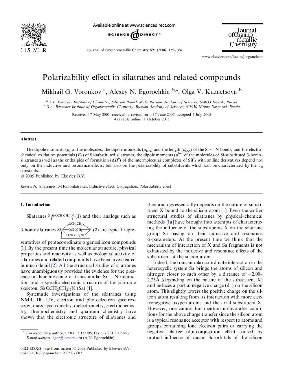 Polarizability effect in silatranes and related compounds