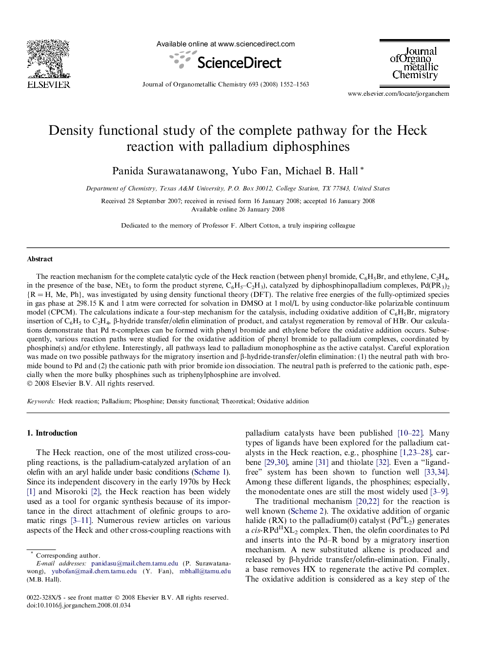 Density functional study of the complete pathway for the Heck reaction with palladium diphosphines