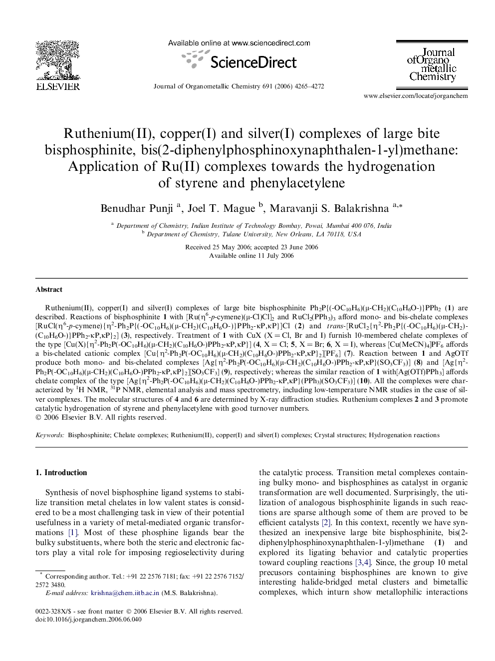 Ruthenium(II), copper(I) and silver(I) complexes of large bite bisphosphinite, bis(2-diphenylphosphinoxynaphthalen-1-yl)methane: Application of Ru(II) complexes towards the hydrogenation of styrene and phenylacetylene