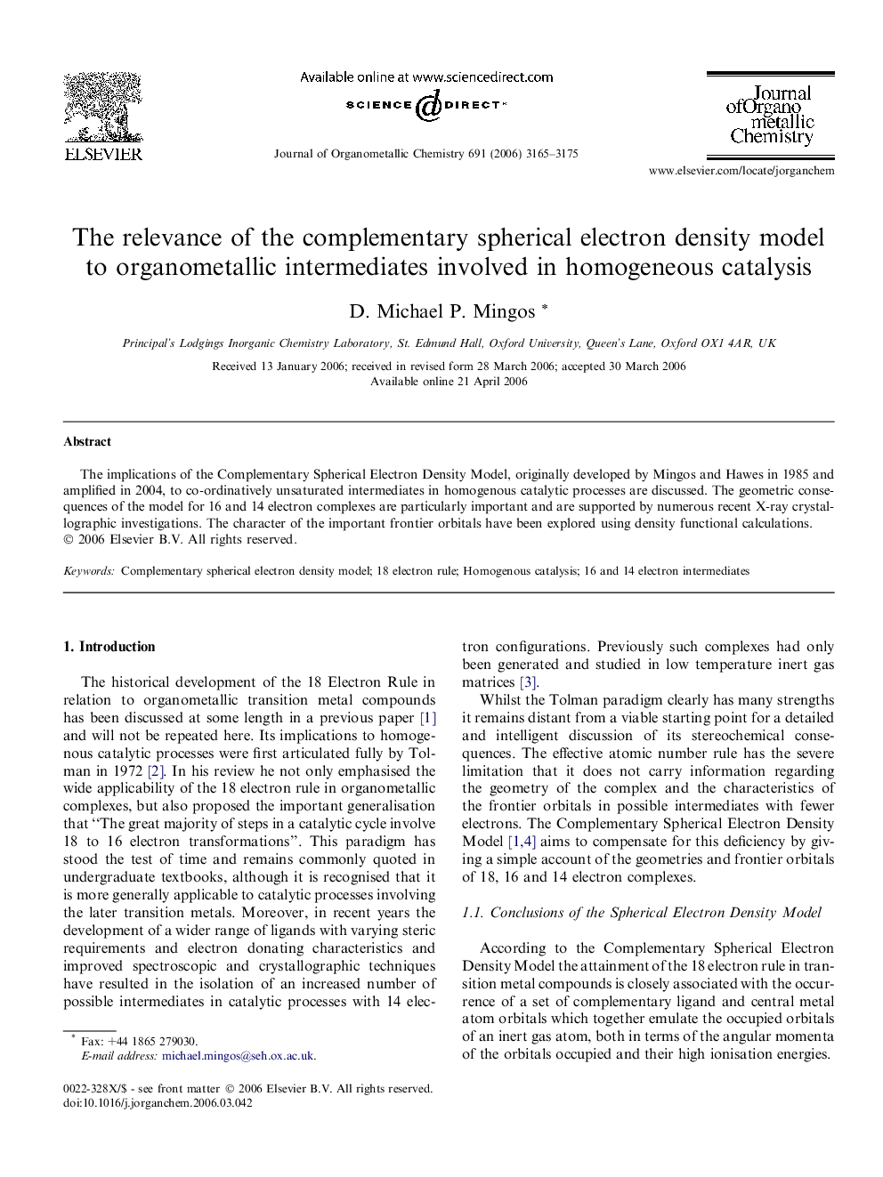 The relevance of the complementary spherical electron density model to organometallic intermediates involved in homogeneous catalysis