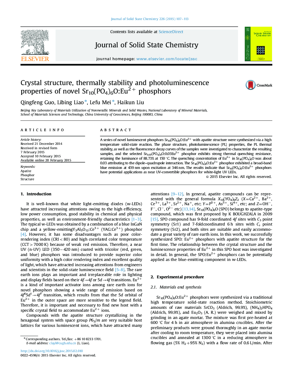 Crystal structure, thermally stability and photoluminescence properties of novel Sr10(PO4)6O:Eu2+ phosphors