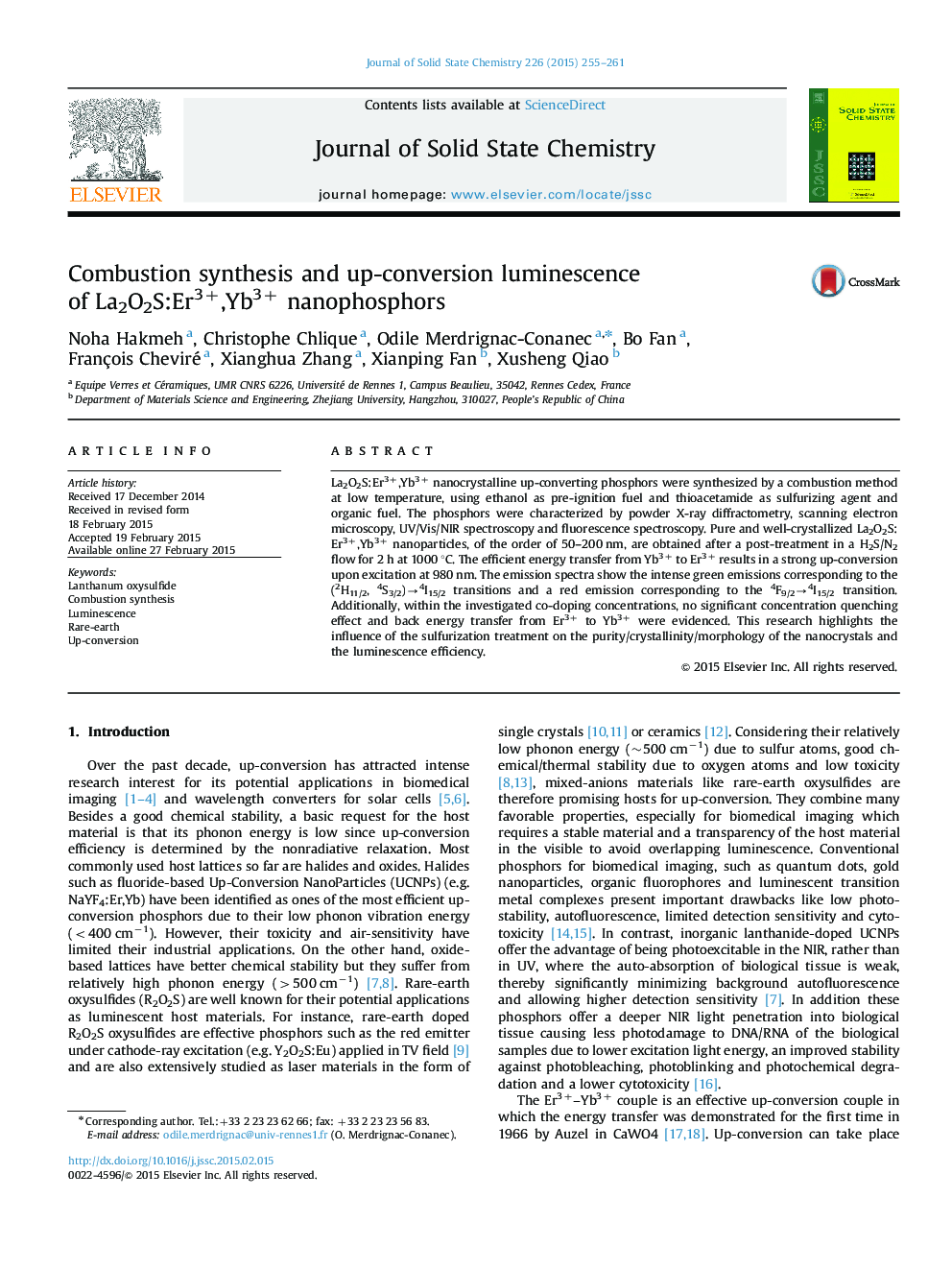 Combustion synthesis and up-conversion luminescence of La2O2S:Er3+,Yb3+ nanophosphors