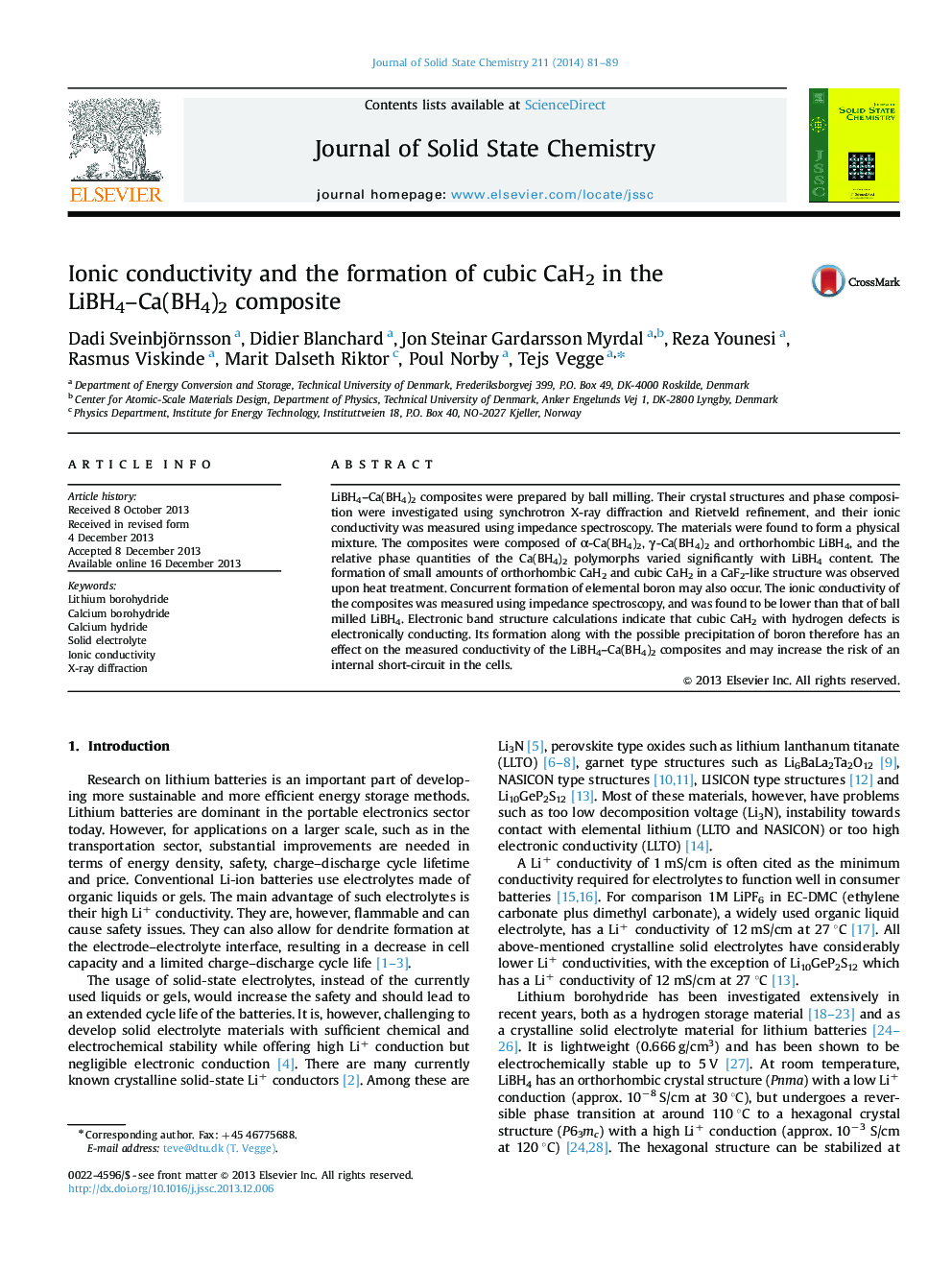 Ionic conductivity and the formation of cubic CaH2 in the LiBH4–Ca(BH4)2 composite