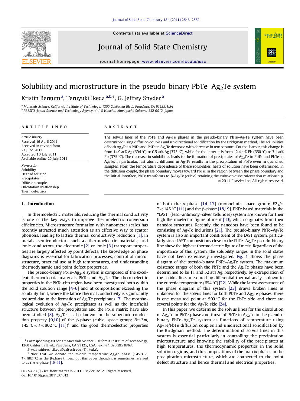 Solubility and microstructure in the pseudo-binary PbTe–Ag2Te system