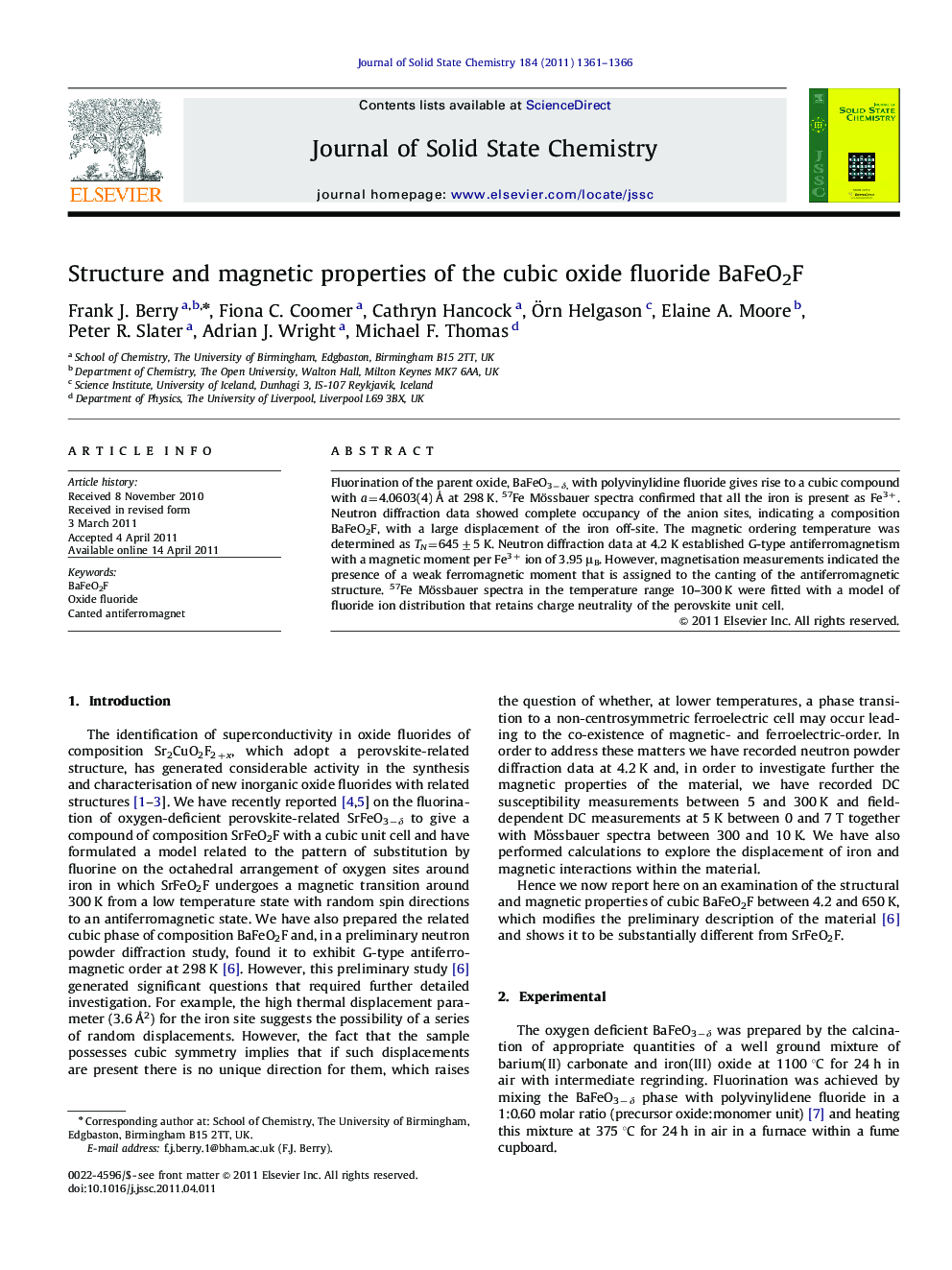 Structure and magnetic properties of the cubic oxide fluoride BaFeO2F