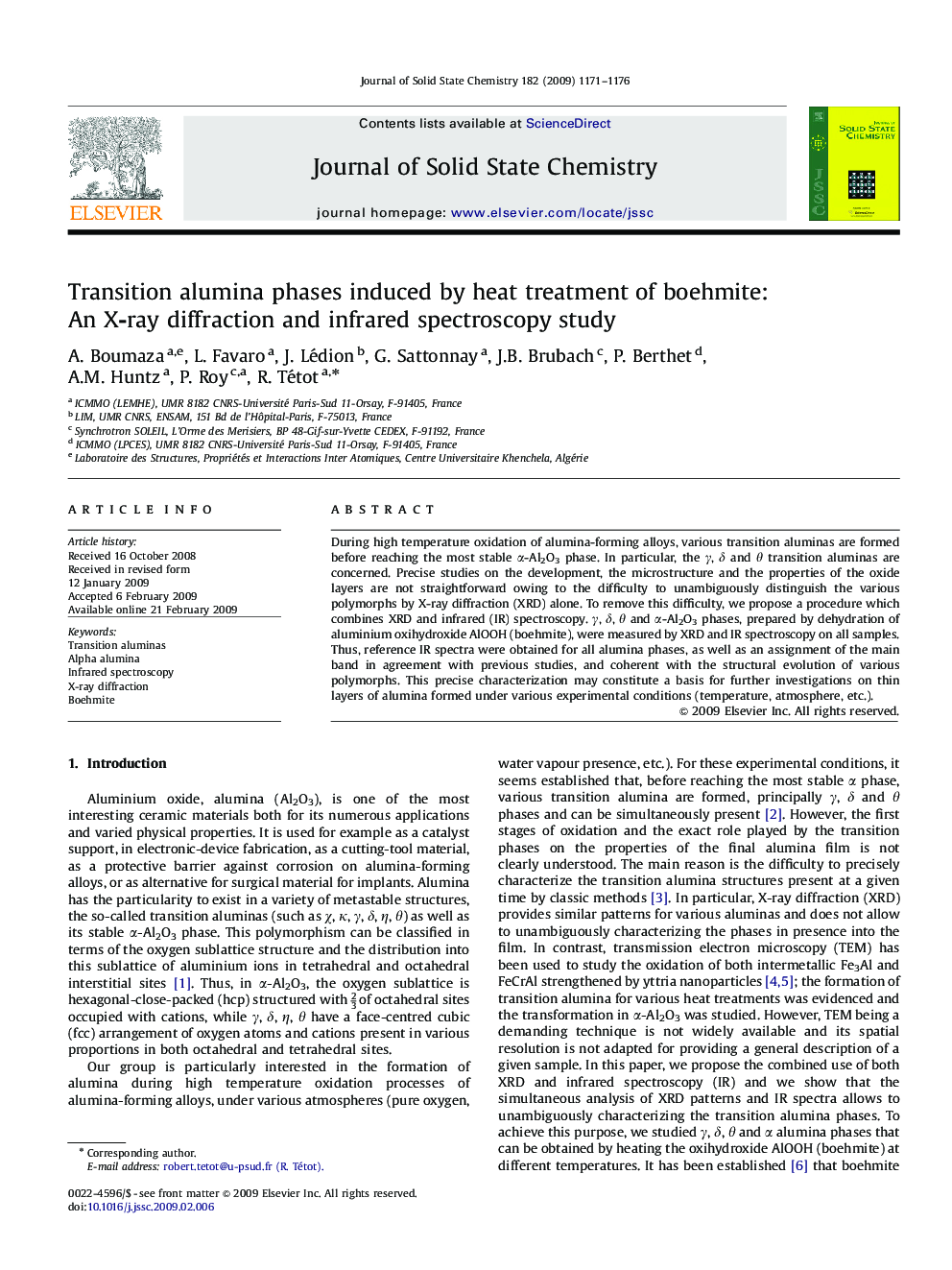 Transition alumina phases induced by heat treatment of boehmite: An X-ray diffraction and infrared spectroscopy study