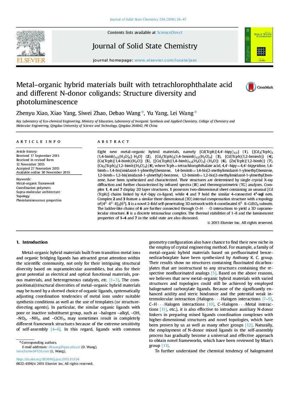 Metal–organic hybrid materials built with tetrachlorophthalate acid and different N-donor coligands: Structure diversity and photoluminescence