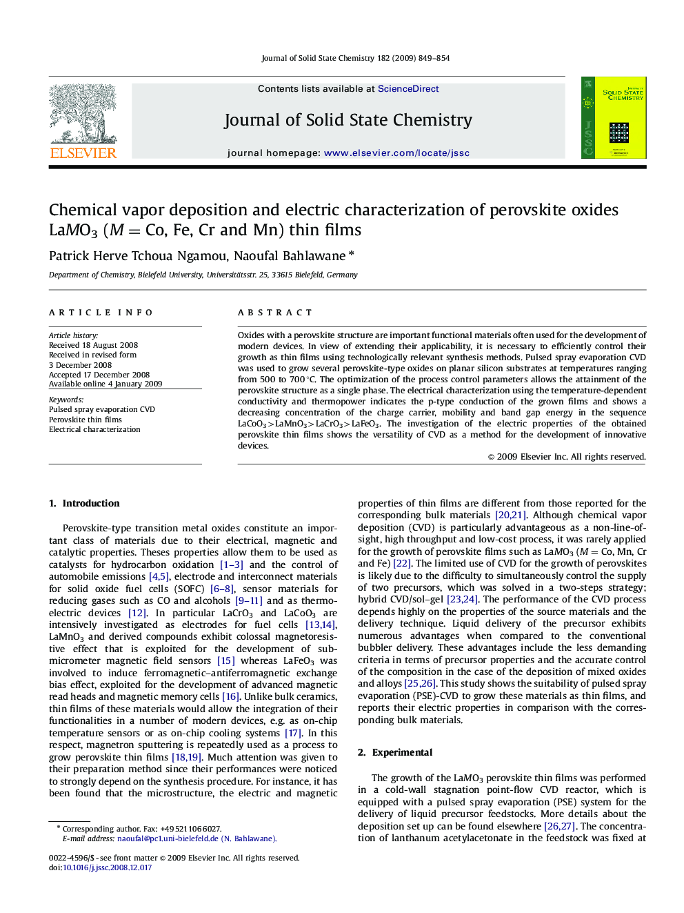 Chemical vapor deposition and electric characterization of perovskite oxides LaMO3 (M=Co, Fe, Cr and Mn) thin films