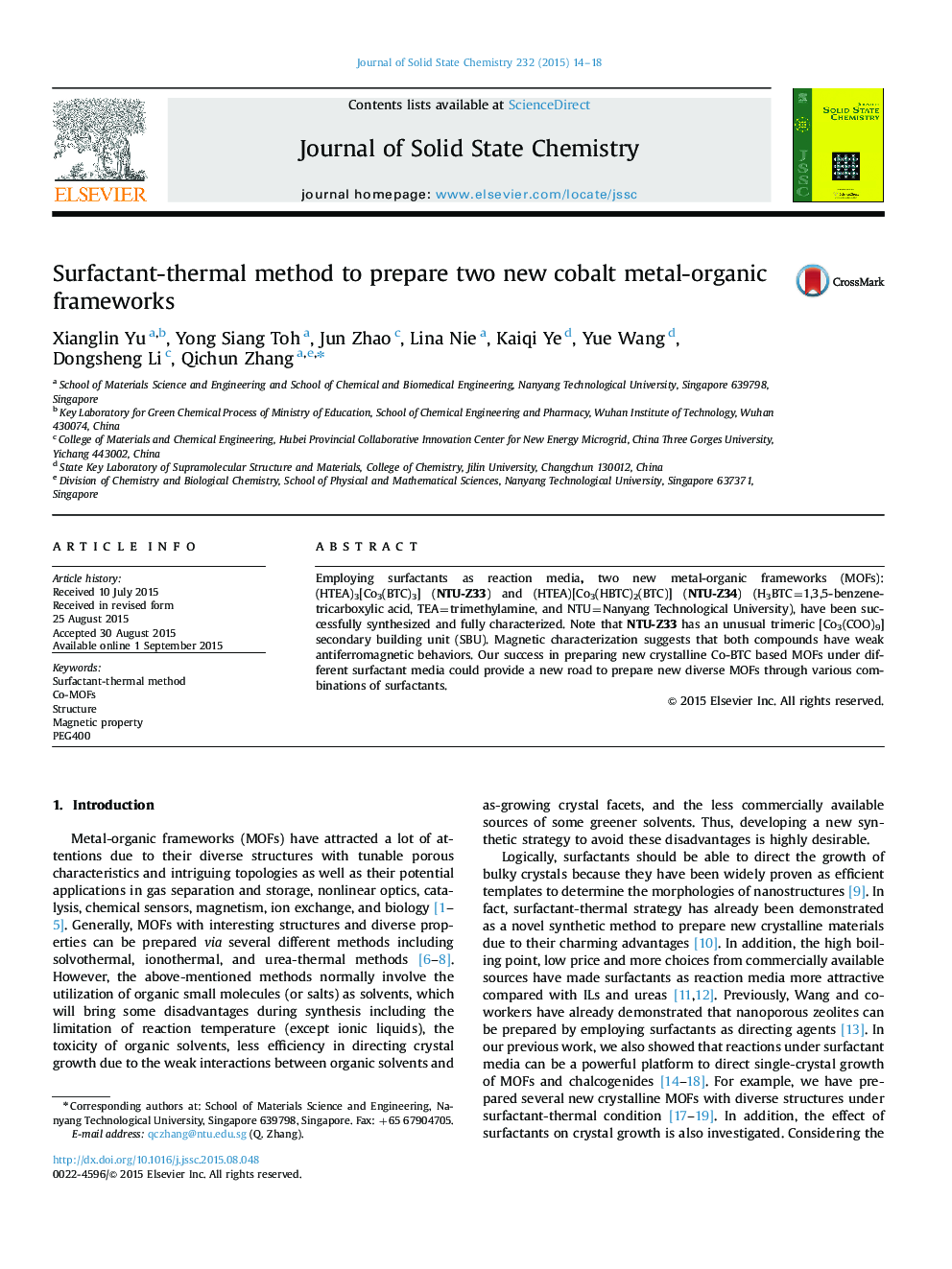 Surfactant-thermal method to prepare two new cobalt metal-organic frameworks