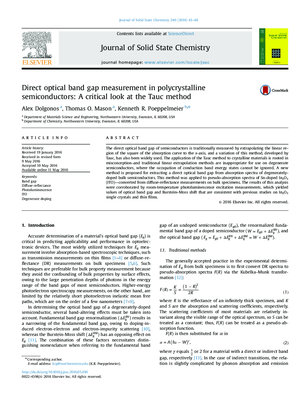 Direct optical band gap measurement in polycrystalline semiconductors: A critical look at the Tauc method