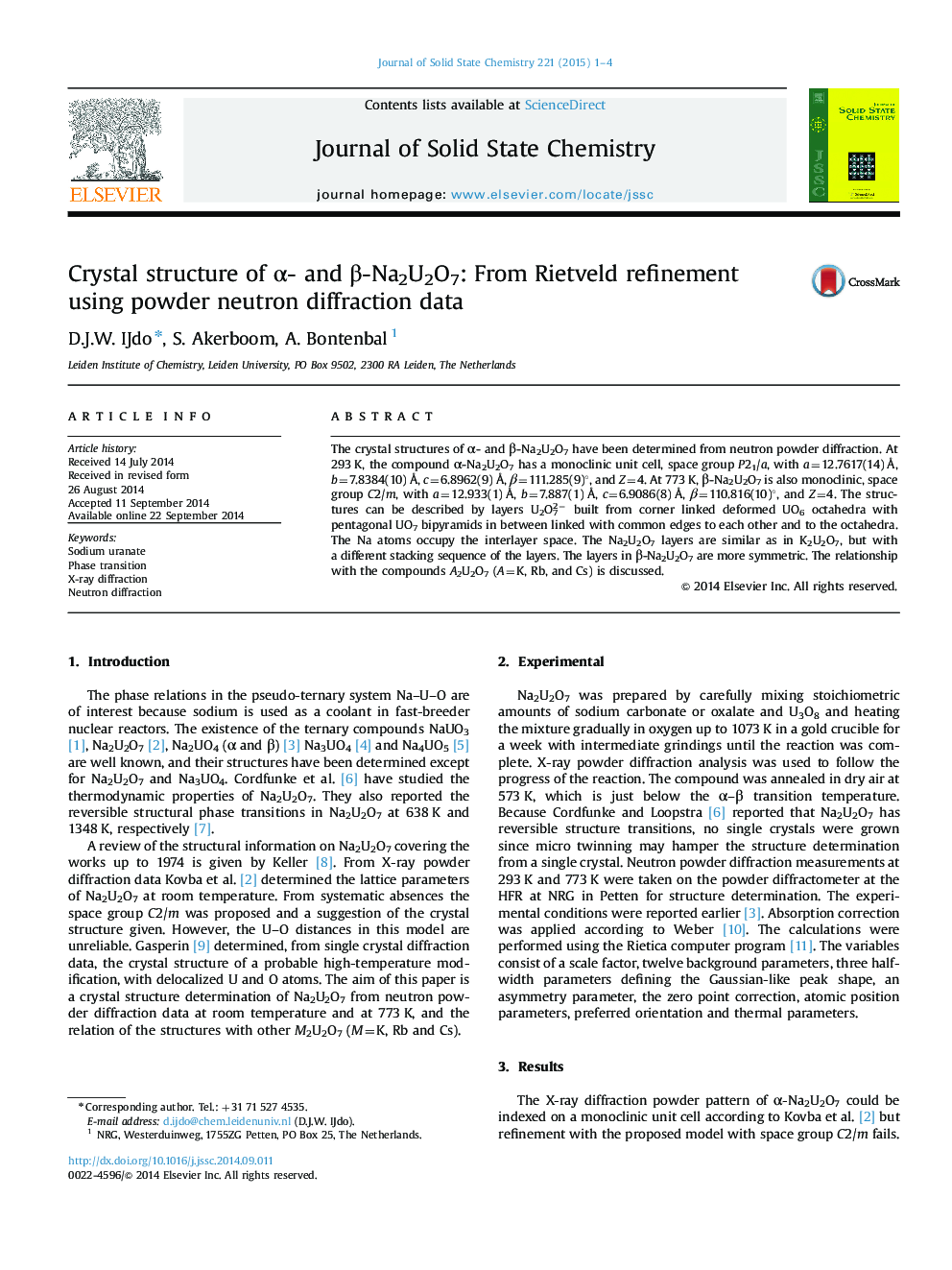 Crystal structure of α- and β-Na2U2O7: From Rietveld refinement using powder neutron diffraction data