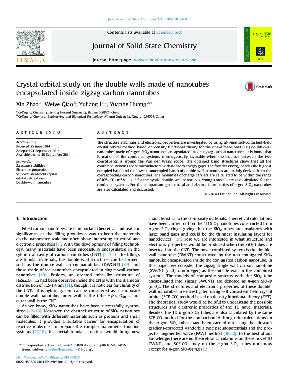 Crystal orbital study on the double walls made of nanotubes encapsulated inside zigzag carbon nanotubes