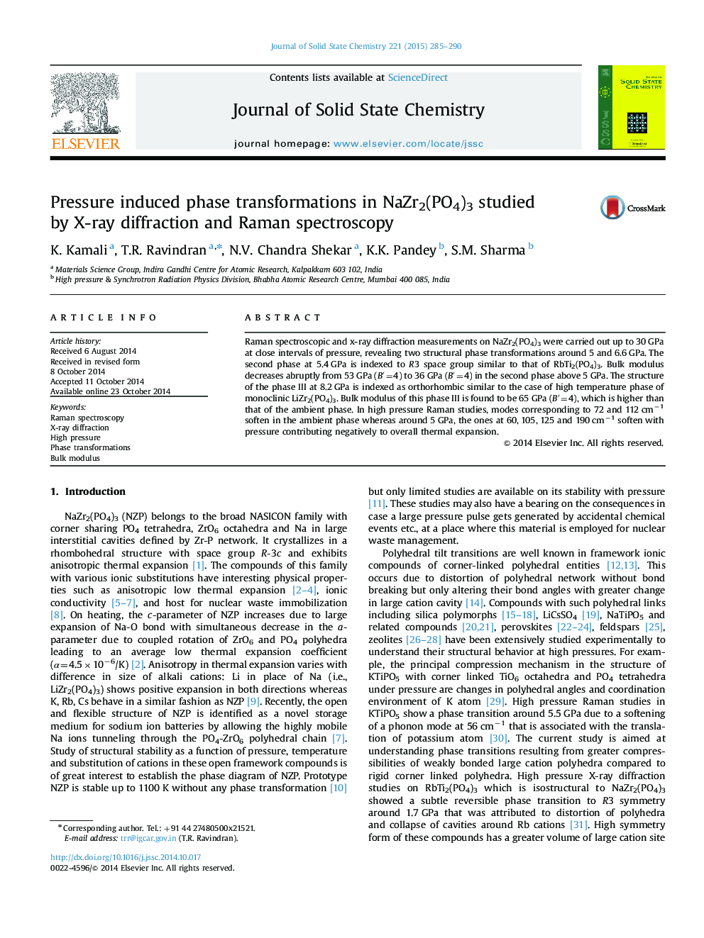 Pressure induced phase transformations in NaZr2(PO4)3 studied by X-ray diffraction and Raman spectroscopy