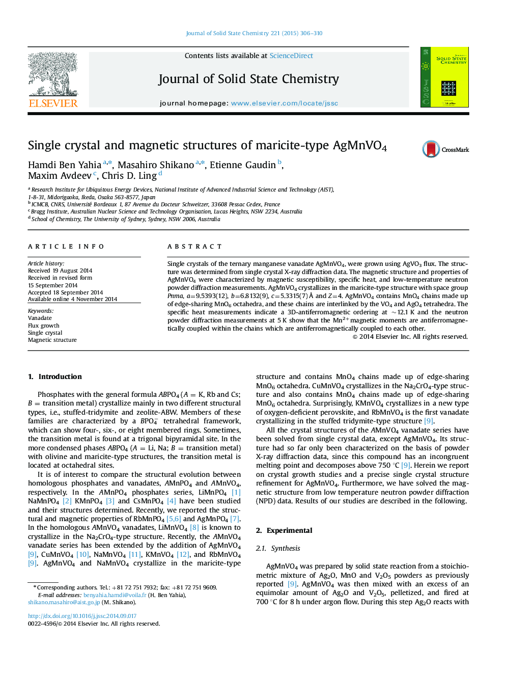 Single crystal and magnetic structures of maricite-type AgMnVO4