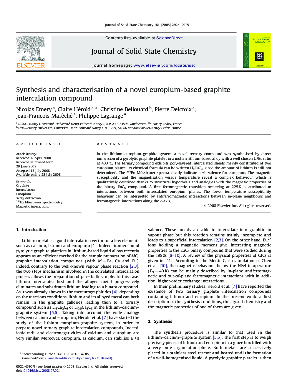 Synthesis and characterisation of a novel europium-based graphite intercalation compound